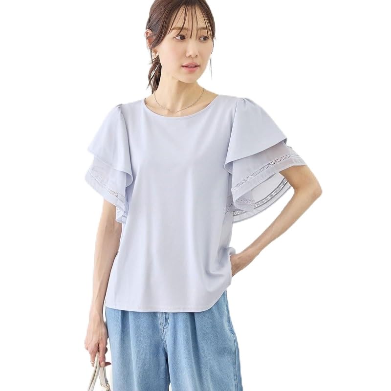 Rope Picnic UV Protection/Cooling Lace-Docking Flare Sleeve Cut Top for Women GDM16370 Sax (48 F)