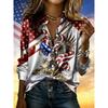 Vintage Contrast Stripe Satin Long Sleeve Shirt Loose Fit Casual Workwear Blouse Women