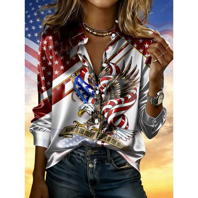 Vintage Contrast Stripe Satin Long Sleeve Shirt Loose Fit Casual Workwear Blouse Women