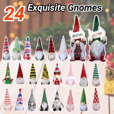 Calendar Advent Gnom 2025 Calendar Numărătoare Inversă de Crăciun de 24 de Zile cu 24 Buc. Mini Ornamente Gnomi Figurine Pitici de Colecție pentru Decor de Casă de Sărbători