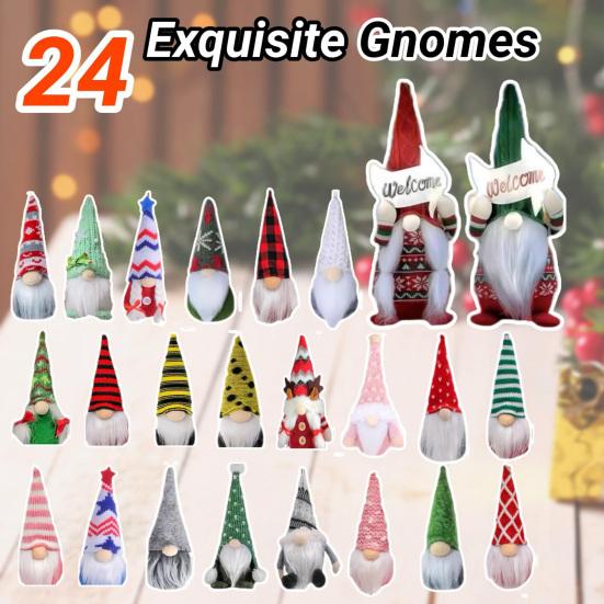 Gnome Advent Calendar 2025 24 Day Christmas Countdown Calendar with 24 Pcs Mini Gnomes Ornaments Collectible Dwarfs Figures for Holiday Home Decor