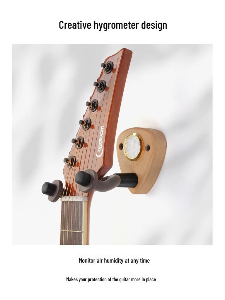 Multi-Instrument Wall Mount with Hygrometer for Guitar, Ukulele, Violin, Mandolin, and Bass