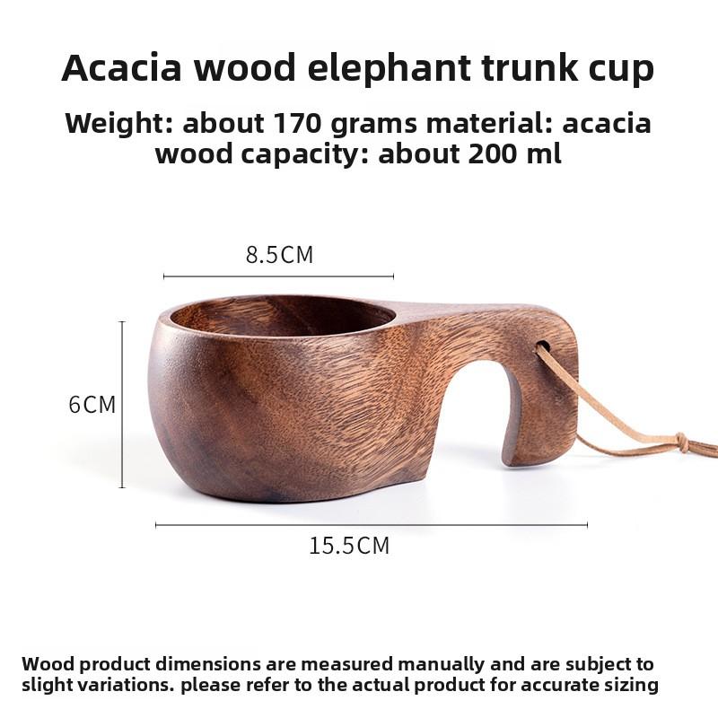 DIY Walnut Wooden Milk Cup Acacia Wood Salad Cup Solid Wood, Creative Mug with Handle Coffee Mug