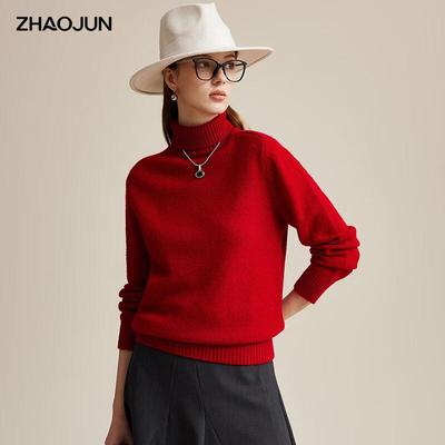 Zhaojun Women's 100% Wool Thick Turtleneck Sweater
