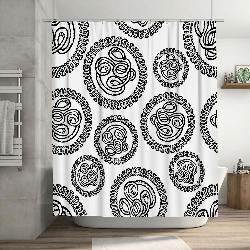 Black White Floral Shower Curtain Decorative Bathroom Liner Modern Artistic Design for Home Bath Accessories