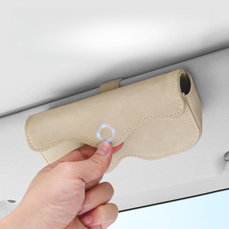 Magnetiska Multifunktionella Glasögonklämmor bilverktyg Bilglasögonfodral Automatisk Stängning Halkfri Automatisk Solskydd Glasögonhållare