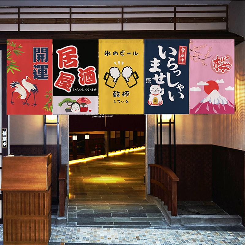 Japanischer Stil Türkopf Halbvorhang Küche Noren Restaurant Küche Izakaya Bistro Dekor Kurze Vorhänge Türöffnung Trennwand