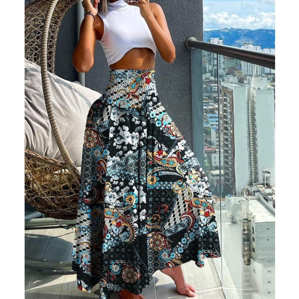 New casual fashion floral high waist skirt women's clothing