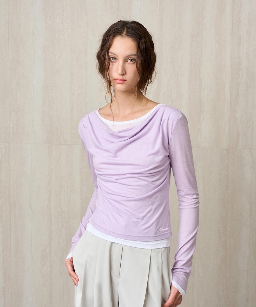 RE RHEE Wool Jersey Layered Top Liliac