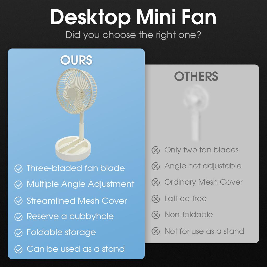 Portable Folding Telescopic Floor Fan 1 Wind Speed Adjustment USB Mini Summer Silent Student Desktop Table Fan