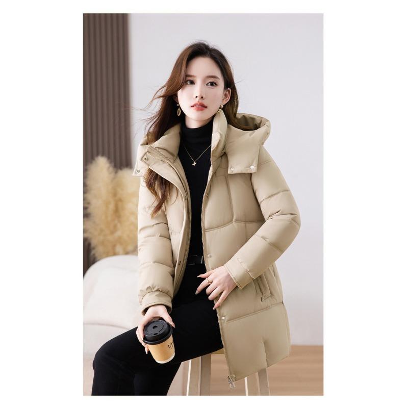 Thickened Warm Hooded Long-sleeved Cotton Coat for Women Mid-length Winter New Korean Fashion Loose Cotton Coat