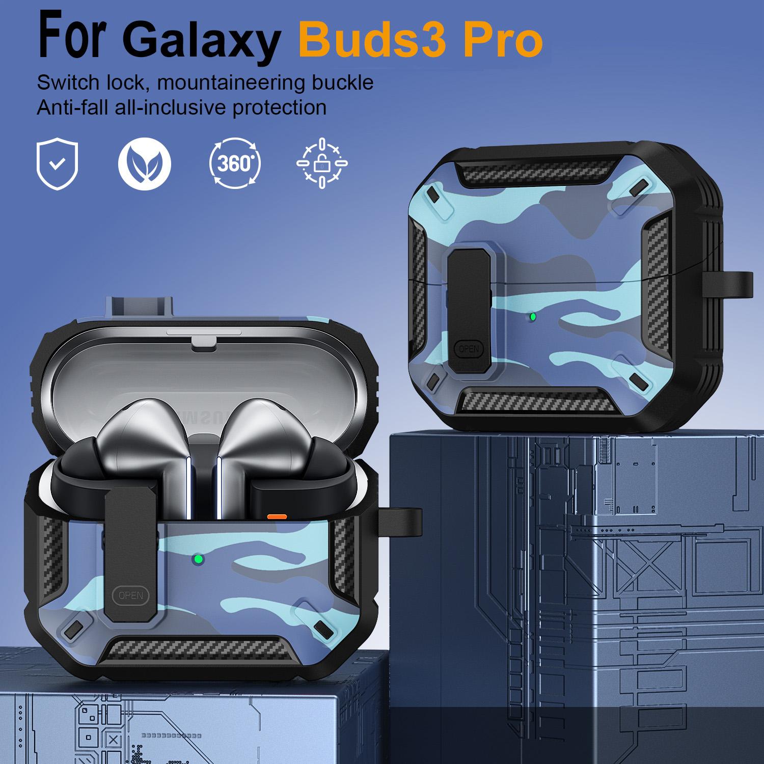 Housse Camouflage Élégante Pour Samsung Galaxy Buds 3 Pro Buds3 Pro Buzz 3 Pro Étui Avec Verrouillage Coque Robuste Armure Manchon Résistant aux Chocs For Galaxy Buds 3