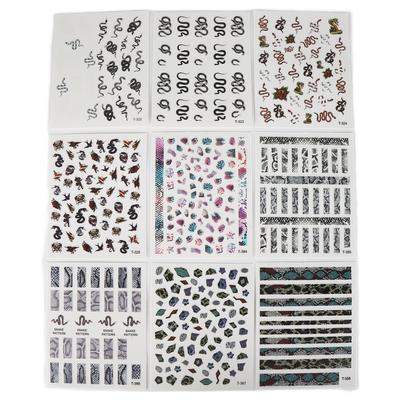 9 Folhas Adesivos Nail Art Cobra Autoadesivos DIY Decoração Manicure Acessórios Nail Art