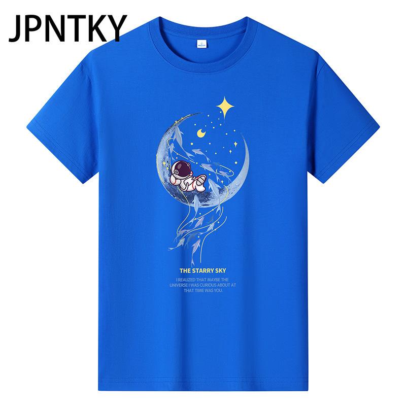 JPNTKY Cotton Short Sleeve T-shirt Men's Fashion Loose Half Sleeve Shirt Printed Compassionate Shirt