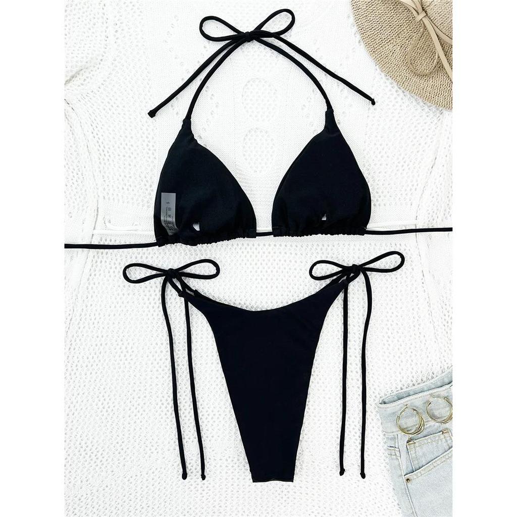 Diamond Rhinestones Halter Strappy Bikini Female Swimsuit Women Swimwear Two-pieces Bikini set Bather Bathing Suit Swim