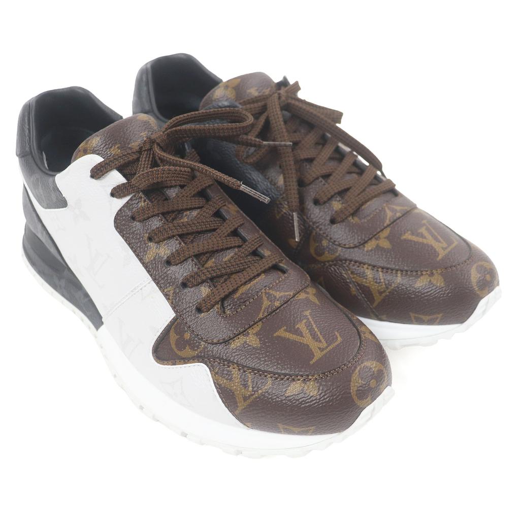 Ausgezeichnete LOUIS VUITTON Low-Cut-Sneaker LV Runaway Linie Weiß braun schwarz Leder Herren 7 Gebraucht