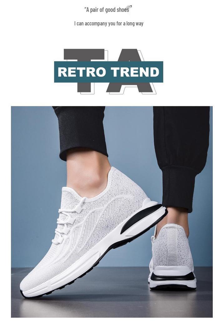 Men's Flyknit Breathable Casual Shoes with 8CM Height Boost - Summer Style