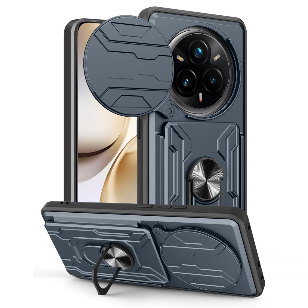 For Realme 14 Pro+ 5G Case PC+TPU Kickstand Phone Back Cover with Camera Slider