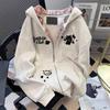 Oversized Hooded Sweatshirt With Letter Print Unisex Warm Fleece-Lined Loose Fit Casual Pullover