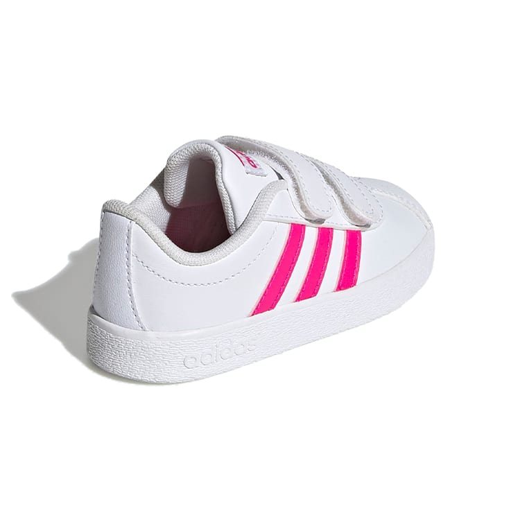 Adidas VL COURT 2.0 Cow Leather Hook and loop Balance Low top Toddler Shoes White Infant And Toddler EG3890