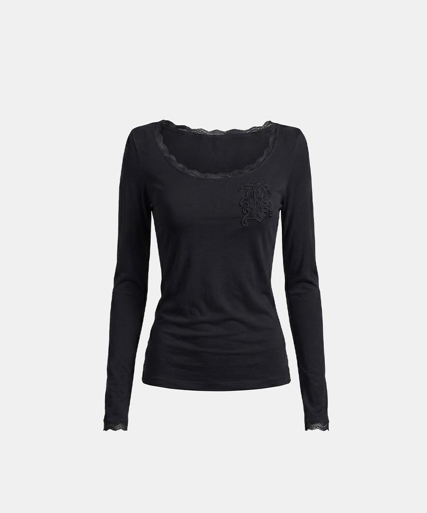 BADBLOOD Lace Layered Loose Fit Long Sleeve - Black