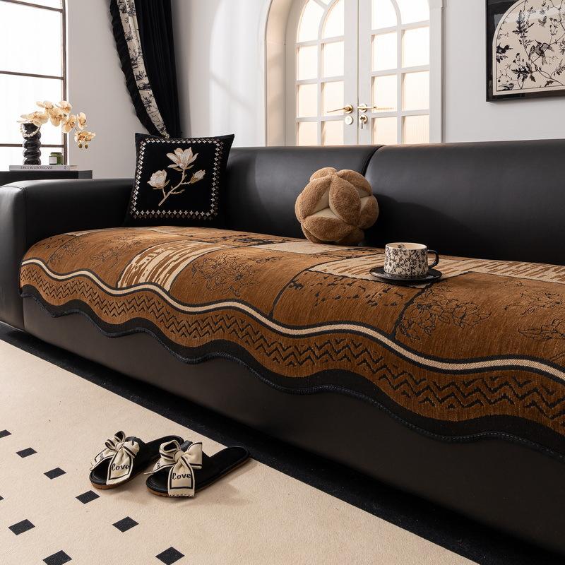 

Simple Retro Sofa Cushion New Four-Season Universal Irregular Premium Leather Sofa Seat Cushion Fixed Non-Slip 90*70cm