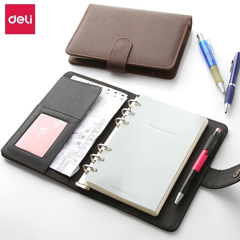 Deli 3152 6-Hole Loose-Leaf Leather Notebook