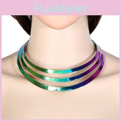 Futuristic Metal Collar Necklace With Waterwave Chain For Steampunk And Gothic Styles