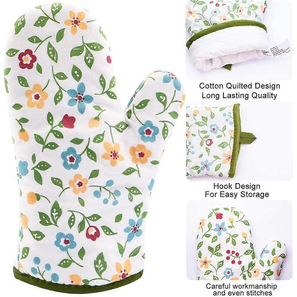 1 Pair Oven Gloves, Heat Resistant Oven Gloves, Non-Slip Insulated Gloves for Grilling, Cooking, Bak