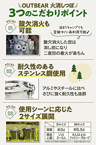 OUTBEAR [Quick Fire Extinguisher] Stainless Steel Fire Extinguisher with Canvas Bag (2 Ways To Extinguish Fires) for Charcoal, Firewood, Camping, and