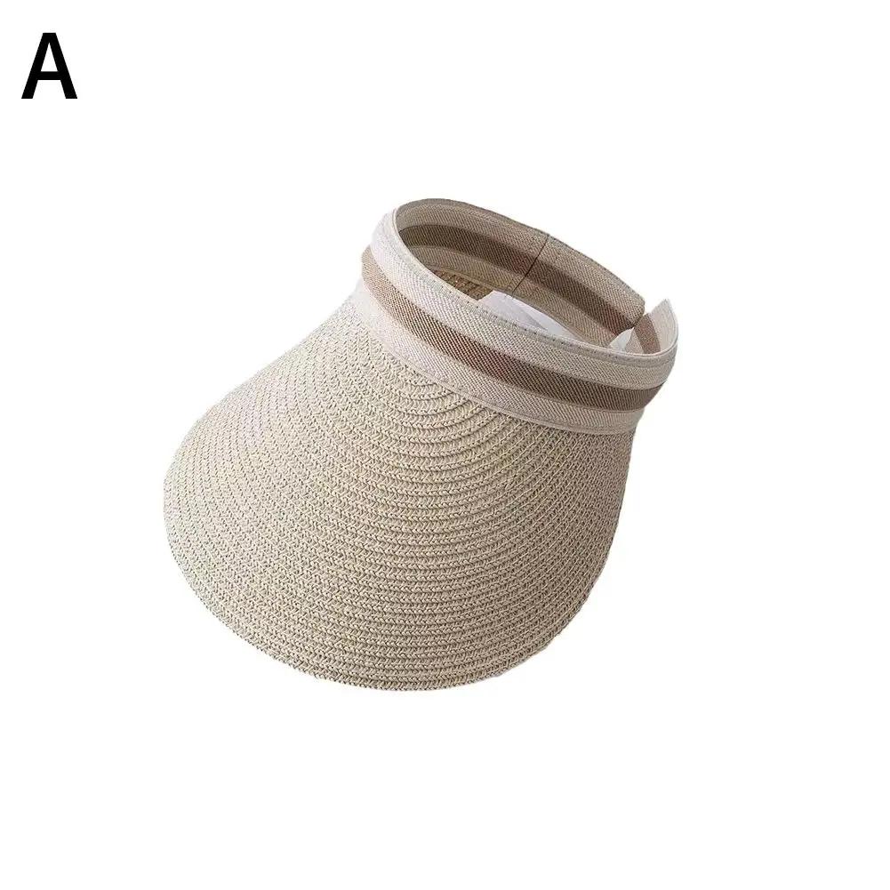 Summer Empty Straw Hat Beach Sunscreen Visor Cap UV Hats Caps Sun Woven Hat Hand Protection Brim Big Protection Sun