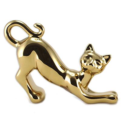 [A2488] - Keramická figurka 'Kočka' zlatá - 15 cm