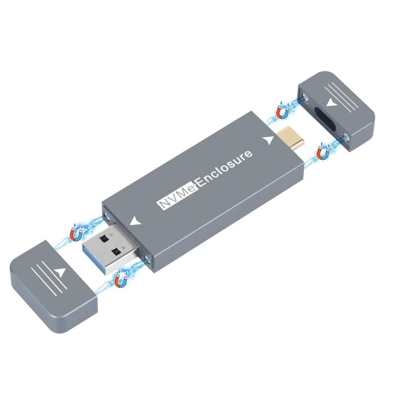 

2230 M.2 NVMe SSD Enclosure USB3.2 10Gbps to NVMe PCI-E M.2 SSD Case External SSD for Laptop Cellphone 1