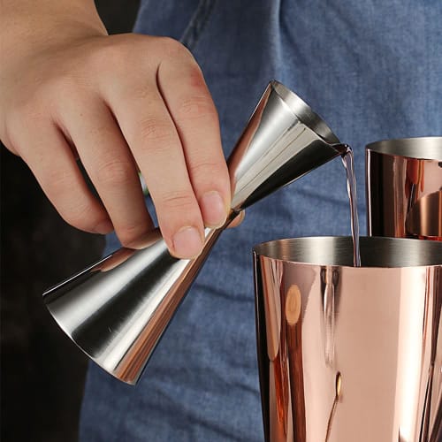 DFsucces 30ml/45ml Jigger Cup with Graduated Measuring Cup, Stainless Steel, for Bartenders, Cocktails, Whiskey, and More, Includes Bar Spoon (Set of