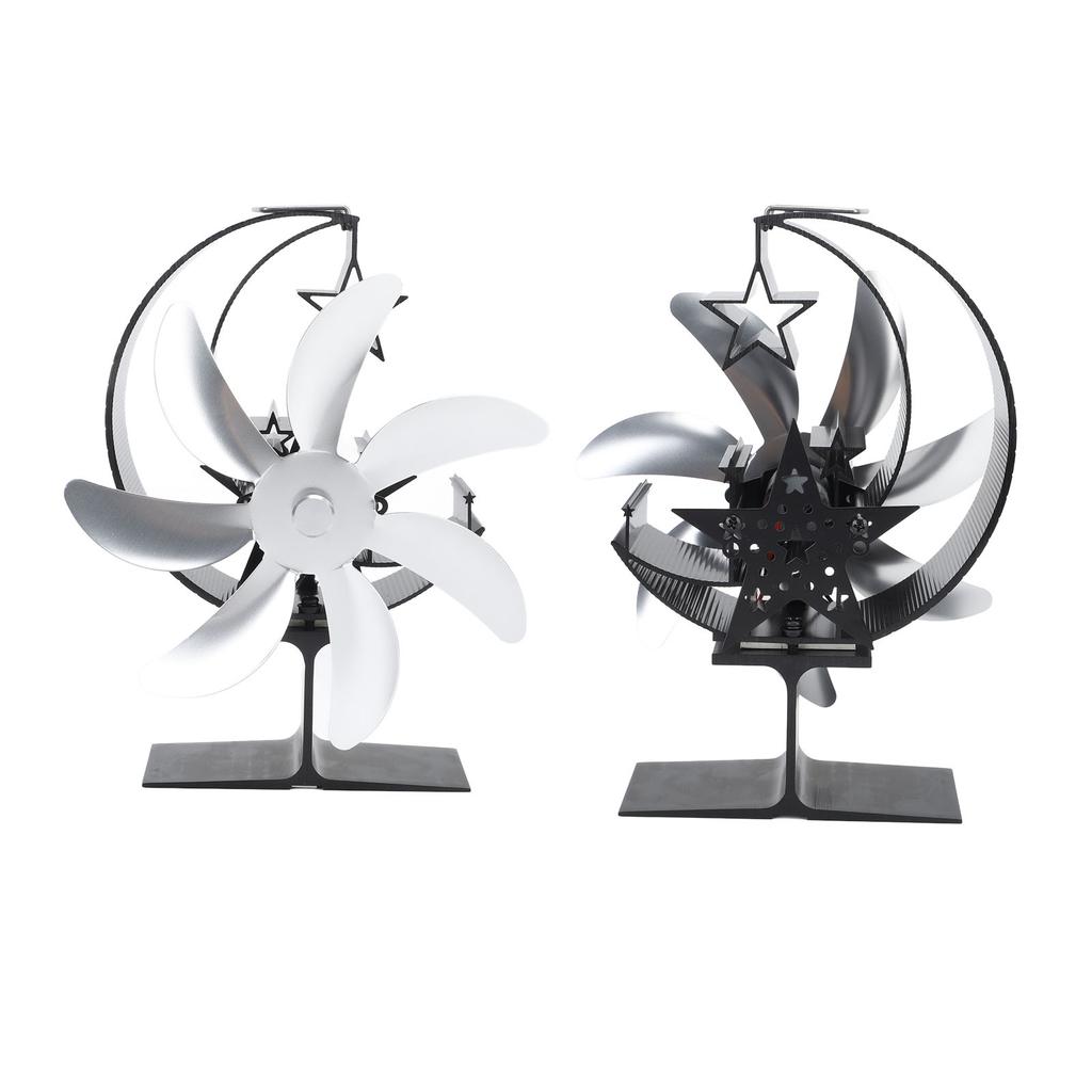 Wärmebetriebener Ofenventilator, 7 Flügel, Mondmodell, geräuschloser Betrieb, zirkulierende warme Luft, hocheffizient