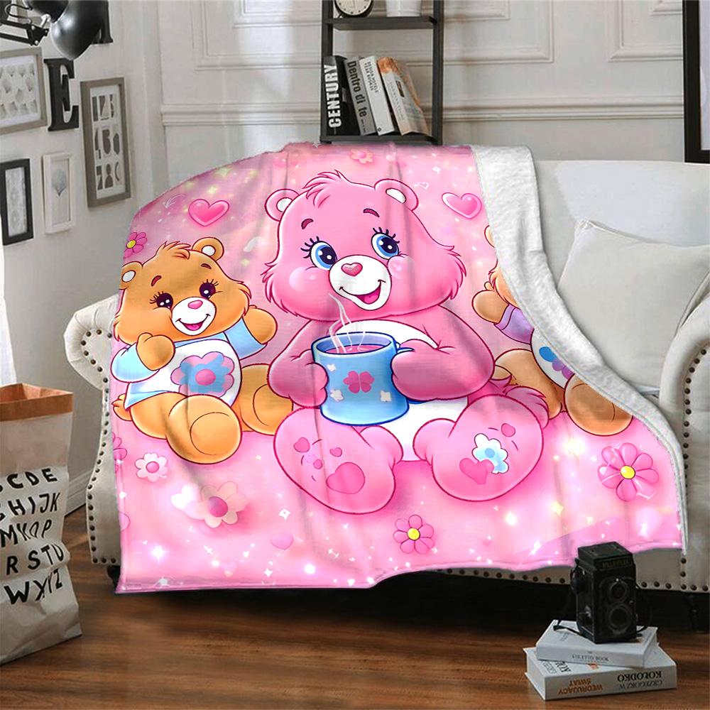 1pc Care Bears Unlock Magic Flannel Blanket for Super Soft Cute Comfort Blanket for Travel Bedding Couch Sofa Blanket Y73033
