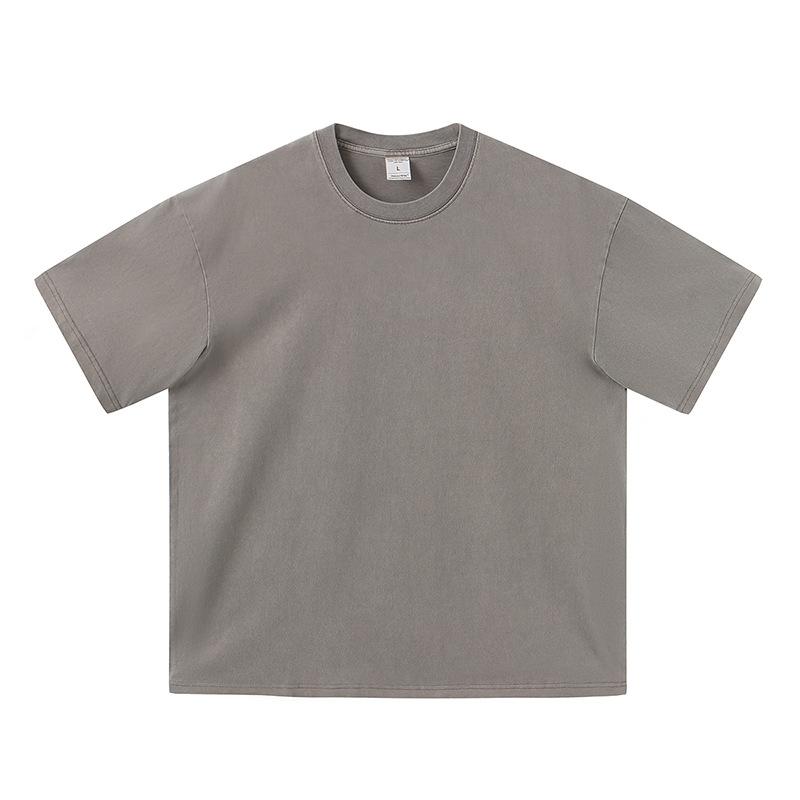 Men'S Trendy Brand Summer Washed And Dyed Old Light Version Short-Sleeved T-Shirt Heavy Cotton Casual High Street Half-Sleeves