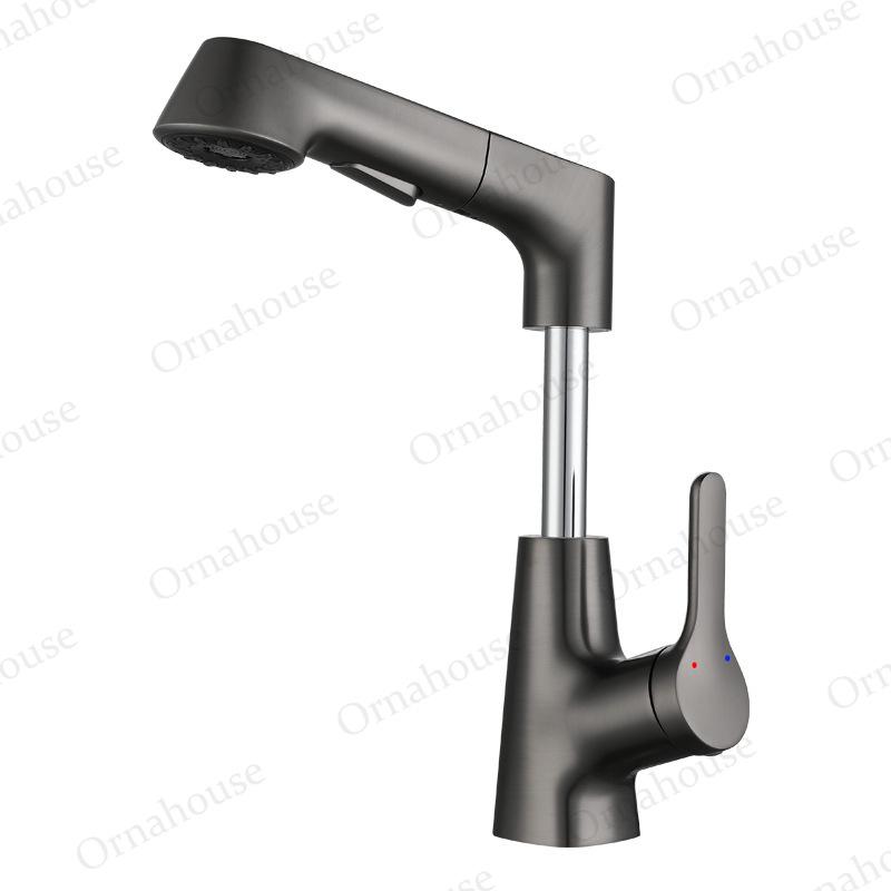 All Copper White Rotating Pull-out Basin Faucet Gun Gray Black Lifting Cold and Tropical Shower Telescopic Mixing Faucet