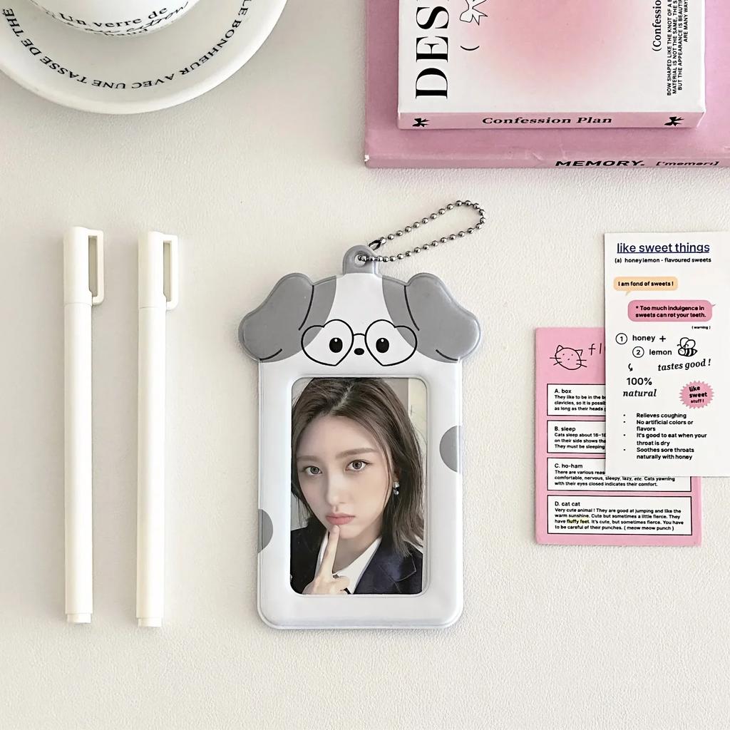 1PCS 3 Inch Photocard Card Holder Case Kawaii Kpop Photo Card Holder Keychain Ins Protector Photo Sleeves Bus Card Case Bags