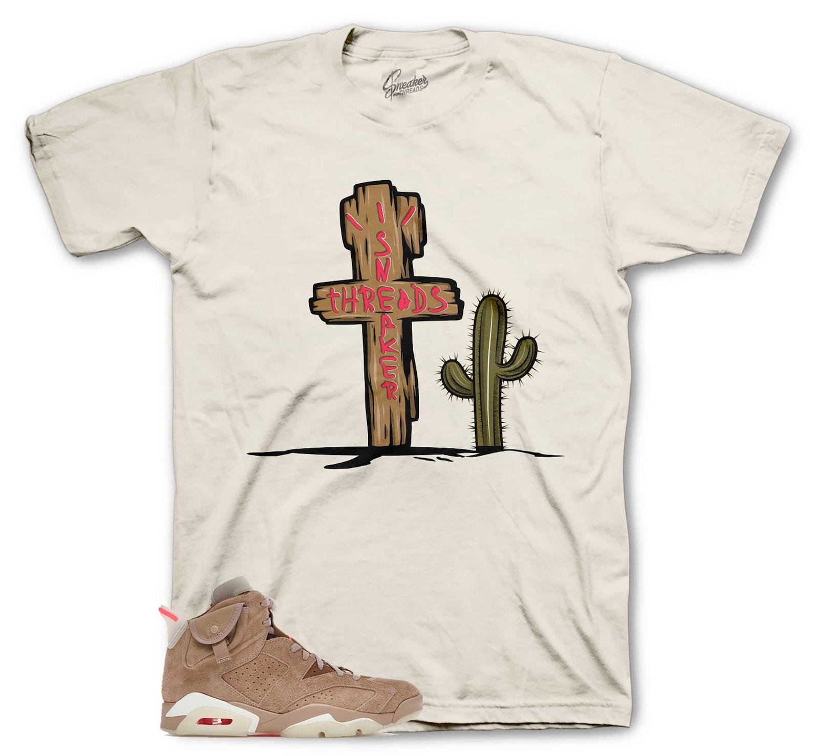 Sneaker Tees To Match Retro 6 British Khaki Travis - ST Cactus Shirt 2XL