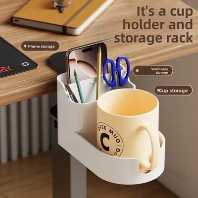 Height Adjustable Side Desk Organizer Space-Saving Mountable Under Desk Storage Rotating Holder Desk Mount Organizer Student