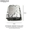 EVERSOUL Compact Wallet, Tri-fold Leather, Python Leather, Genuine Snakeskin Leather, Minimalist Wallet with Coin Purse, Unisex