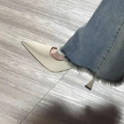 Back Strap Black Pointed High Heels Spring and Summer with Skirt Single Shoes Sandals Women's Black