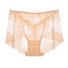 Plus Size Women's Summer Sexy Lace Sheer Cotton Bottom Mid Crotch Triangle Panties