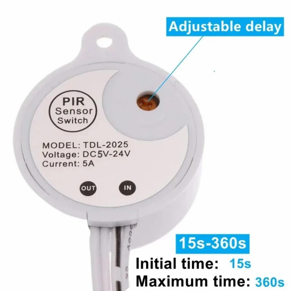 Tira LED Sensor de Movimiento Infrarrojo PIR USB Enchufe CC Interruptor Ajustable DC5V 12V 24V Interruptor de Atenuación Táctil con Perilla para Tira de Luz LED Lámpara de Noche