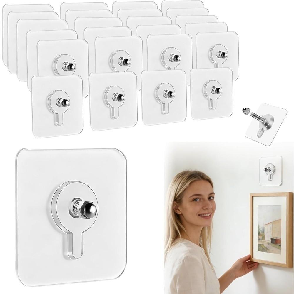 No Need To Punch Holes No-Drill Screw Stickers Transparent Seamless Nail Free Stickers Wall Mounted Acrylic Key Bag Hooks