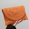 Corn Husk Woven Handbag for Women, Natural Straw Clutch Purse, Summer Vacation Minimalist Shoulder Bag,Solid Color Eco-Friendly