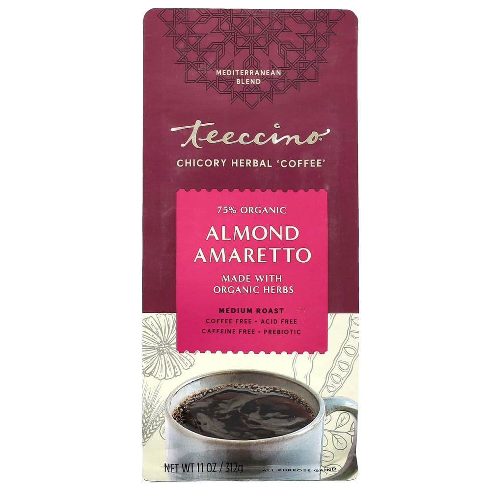 Teeccino Chicory Herbal Coffee Medium Roast Caffeine-Free Almond Amaretto 11 oz (312 g)