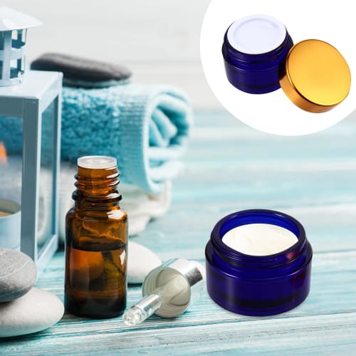 Lurrose Glass Cream Containers, 30g, Set of 12, Blue, 4x4x5cm