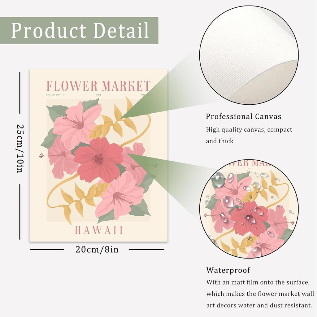 Flower Market Posters Set of 9, Minimalist Wall Art Prints, Vintage Flower Pictures, Abstract Canvas Colorful Floral Painting for Living Room,